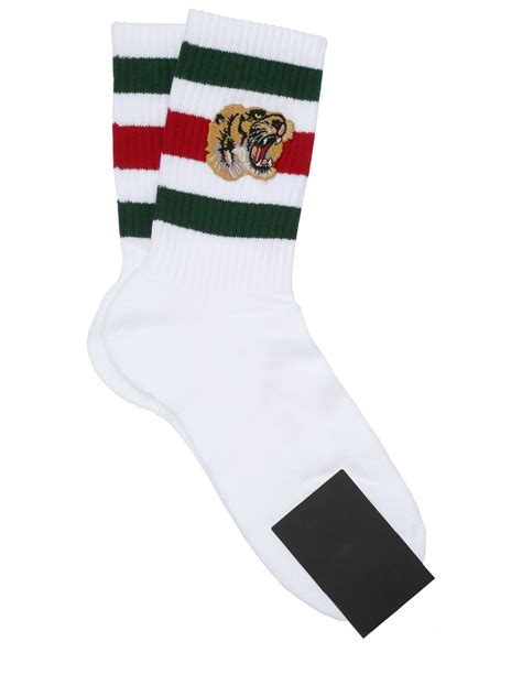 gucci tiger patch socks|Gucci White & Web Tiger Patch Socks USED .